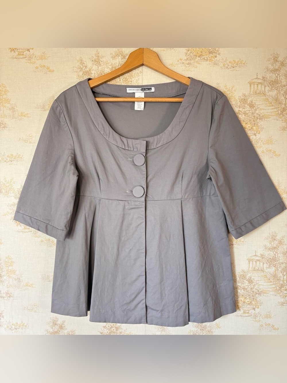 Vintage Y2K Necessary Objects Gray Babydoll Peplum Button Up Jacket L